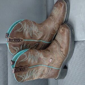 Justin Gypsy Teal Western Boots Womens 6 1/2 B